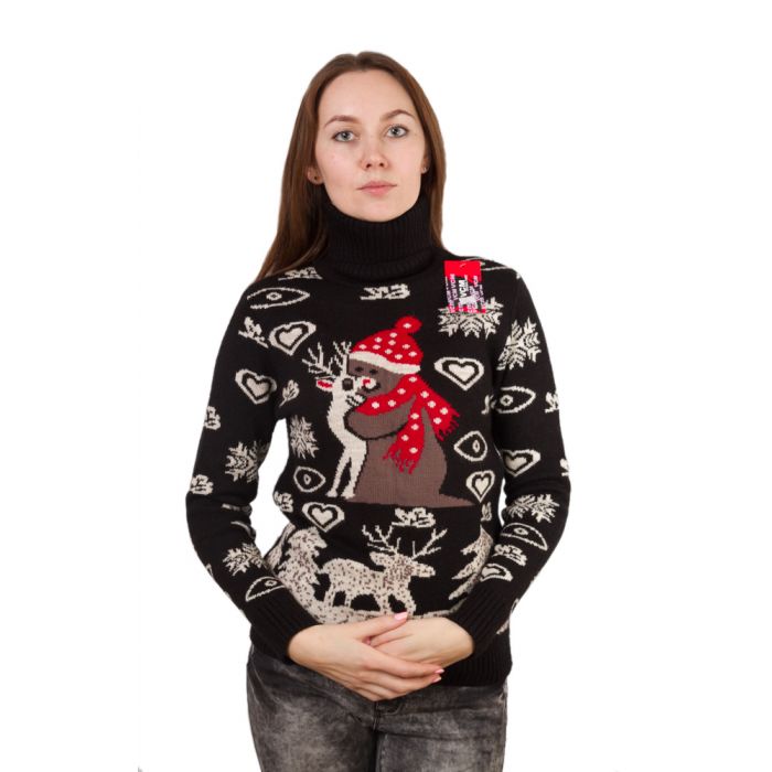 Женский свитер с оленями 2116